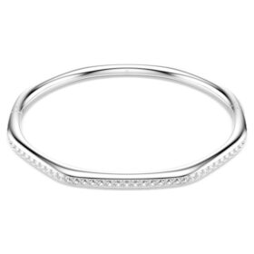 Dextera-armband, åttkantig form, rundslipad, vit, rodiumpläterad