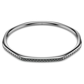Dextera-armband, åttkantig form, rundslipad, vit, ruteniumpläterad