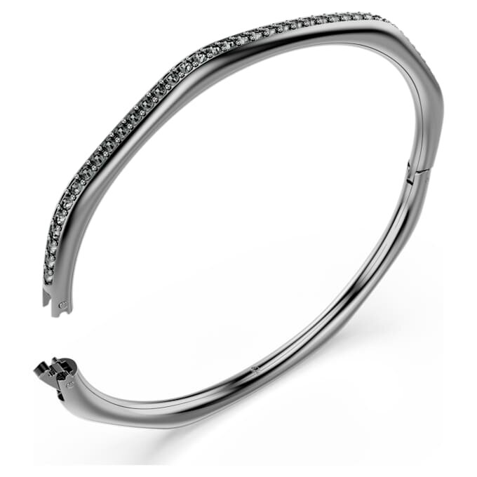 Dextera-armband, åttkantig form, rundslipad, vit, ruteniumpläterad Dextera-armband, åttkantig form, rundslipad, vit, ruteniumpläterad