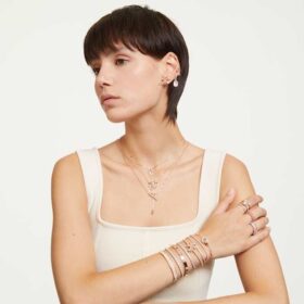 Dextera armring med pavé, vit, roséguldpläterad