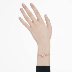 Dextera armring med rund slipning, vit, roséguldpläterad