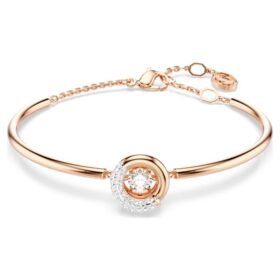 Dextera armring med rund slipning, vit, roséguldpläterad