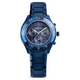 Dextera Chrono-klocka 39 mm, tillverkad i Schweiz, metallarmband, blå, blå ytbehandling