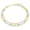 Dextera-halsband med rund slipning, kedja, vitt, blandad metallfinish