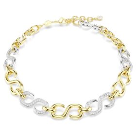 Dextera-halsband med rund slipning, kedja, vitt, blandad metallfinish
