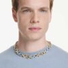 Dextera-halsband med rund slipning, kedja, vitt, blandad metallfinish