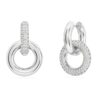 Dextera hoop-örhängen, asymmetrisk design, sammanlänkade ringar, vita, rodiumpläterade Dextera hoop-örhängen, asymmetrisk design, sammanlänkade ringar, vita, rodiumpläterade
