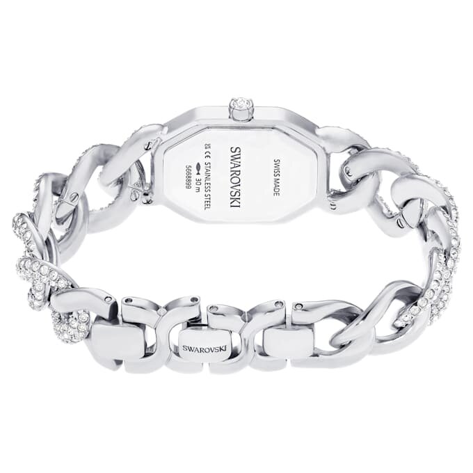 Dextera kedjeklocka, tillverkad i Schweiz, kristallarmband, silverfärgad, rostfritt stål Dextera kedjeklocka, tillverkad i Schweiz, kristallarmband, silverfärgad, rostfritt stål