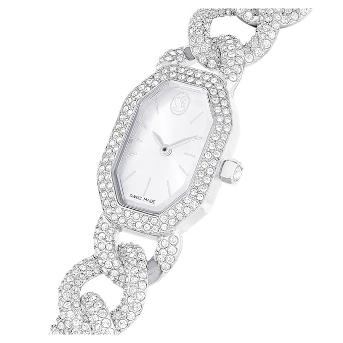 Dextera kedjeklocka, tillverkad i Schweiz, kristallarmband, silverfärgad, rostfritt stål Dextera kedjeklocka, tillverkad i Schweiz, kristallarmband, silverfärgad, rostfritt stål