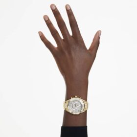 Dextera Lux-klocka, tillverkad i Schweiz, metallarmband, guldfärgad, guldfärgad ytbehandling