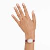 Dextera Octagon-klocka, tillverkad i Schweiz, läderarmband, röd, roséguldfärgad yta