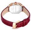 Dextera Octagon-klocka, tillverkad i Schweiz, läderarmband, röd, roséguldfärgad yta