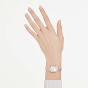 Dextera Octagon-klocka, tillverkad i Schweiz, metallarmband, guldfärgad, ytbehandling i roséguld