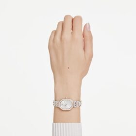 Dextera Octagon-klocka, tillverkad i Schweiz, metallarmband, silverfärgad, roséguldfärgad yta