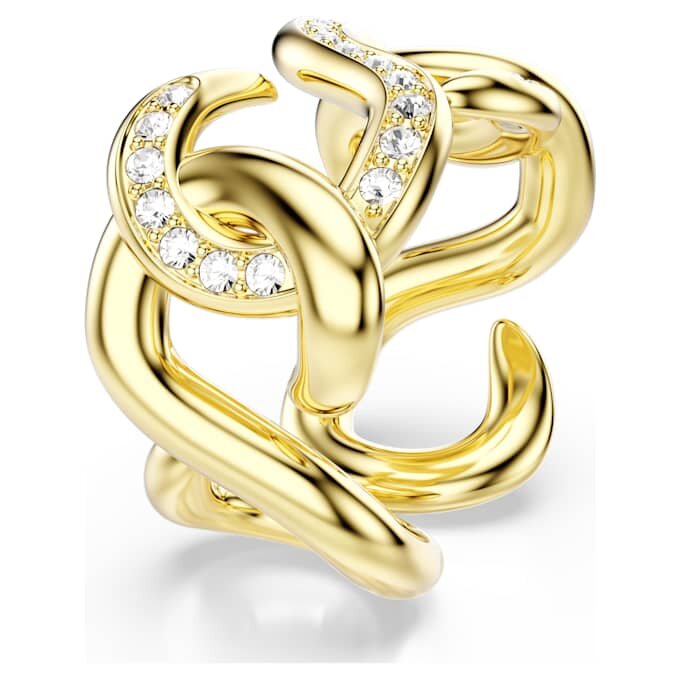 Dextera öppen ring med rund slipning, vit, guldpläterad Dextera öppen ring med rund slipning, vit, guldpläterad