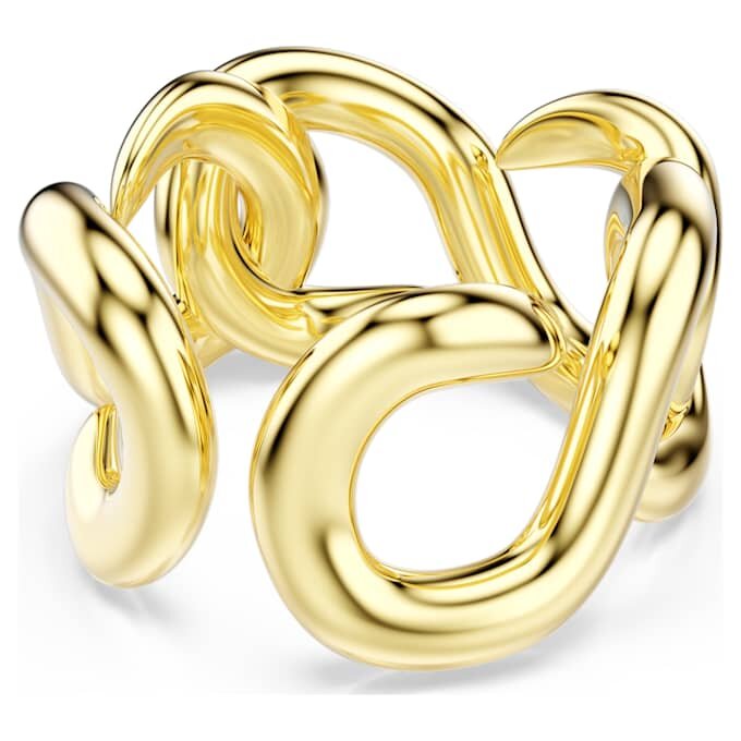 Dextera öppen ring med rund slipning, vit, guldpläterad Dextera öppen ring med rund slipning, vit, guldpläterad