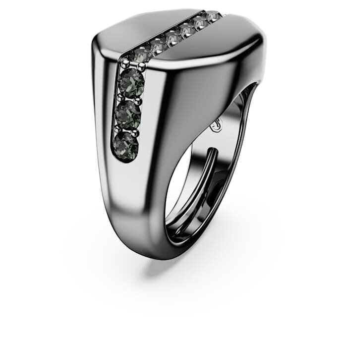 Dextera-ring, åttkantig form, rund slipning, svart, ruteniumpläterad Dextera-ring, åttkantig form, rund slipning, svart, ruteniumpläterad