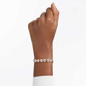En Angelic-armband, rundslipad, pavé, medium, vitt, roséguldpläterat