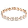 En Angelic-armband, rundslipad, pavé, medium, vitt, roséguldpläterat