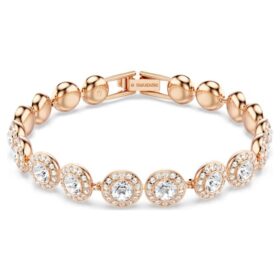 En Angelic-armband, rundslipad, pavé, medium, vitt, roséguldpläterat