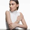 En Angelic-armband, rundslipad, pavé, medium, vitt, roséguldpläterat