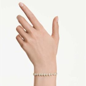 En Angelic-armband, rundslipade kristaller, vitt, guldpläterat