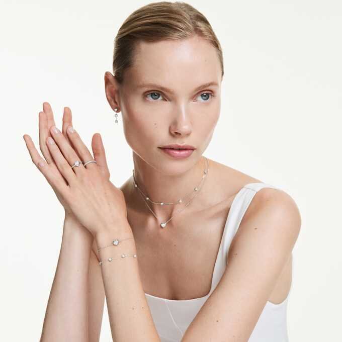 Eternity-armband med laboratorieframställda diamanter 0,5 karat totalt, hjärtform, sterlingsilver Eternity-armband med laboratorieframställda diamanter 0,5 karat totalt, hjärtform, sterlingsilver