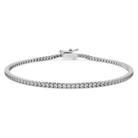 Eternity-armband med laboratorieframställda diamanter, totalt 1,5 karat, rund form, 14K vitguld