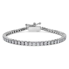 Eternity-armband med laboratorieframställda diamanter, totalt 3 karat, rund form, 14K vitguld
