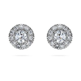 Eternity Halo-örhängen med laboratorieframställda diamanter, 0,45 karat totalt, rund form, sterlingsilver