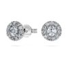 Eternity Halo-örhängen med laboratorieframställda diamanter, 0,45 karat totalt, rund form, sterlingsilver