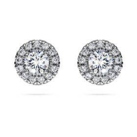 Eternity Halo-örhängen med laboratorieframställda diamanter, totalt 0,75 karat, rund form, 14K vitguld