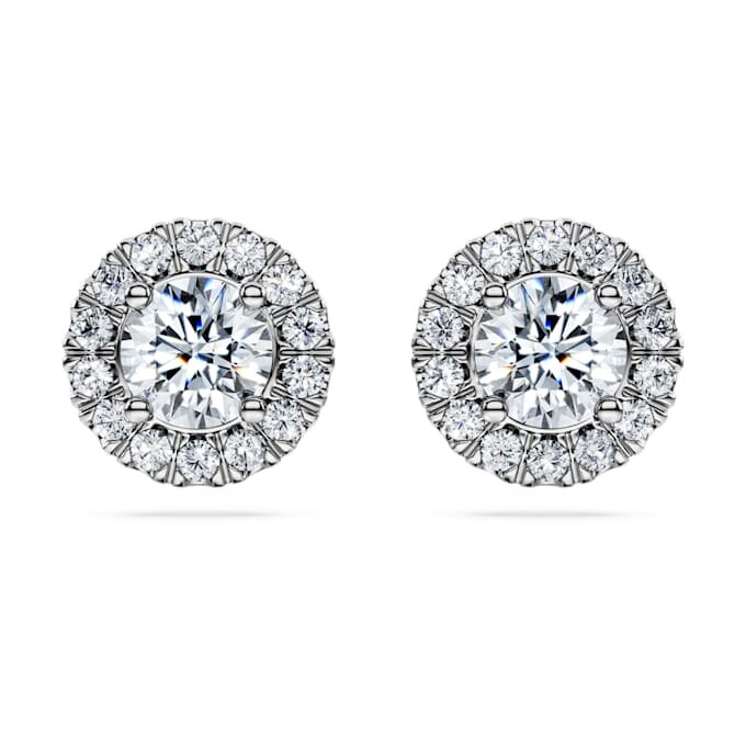 Eternity Halo-örhängen med laboratorieframställda diamanter, totalt 2 karat, rund form, 14K vitguld Eternity Halo-örhängen med laboratorieframställda diamanter, totalt 2 karat, rund form, 14K vitguld