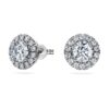 Eternity Halo-örhängen med laboratorieframställda diamanter, totalt 2 karat, rund form, 14K vitguld Eternity Halo-örhängen med laboratorieframställda diamanter, totalt 2 karat, rund form, 14K vitguld