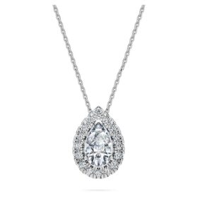 Eternity Halo Solitaire-hänge med laboratorieframställda diamanter, totalt 1 karat, päronform, 14K vitguld