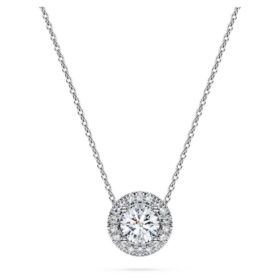 Eternity Halo-solitärhänge med laboratorieframställda diamanter 0,59 karat totalt, rund form, 14K vitguld