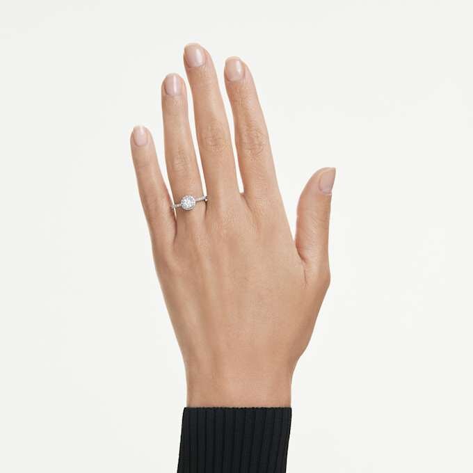 Eternity Halo-solitärring med laboratorieframställda diamanter, 0,45 karat totalt, rund form, sterlingsilver Eternity Halo-solitärring med laboratorieframställda diamanter, 0,45 karat totalt, rund form, sterlingsilver