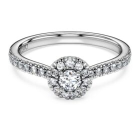 Eternity Halo-solitärring med laboratorieframställda diamanter, 0,45 karat totalt, rund form, sterlingsilver