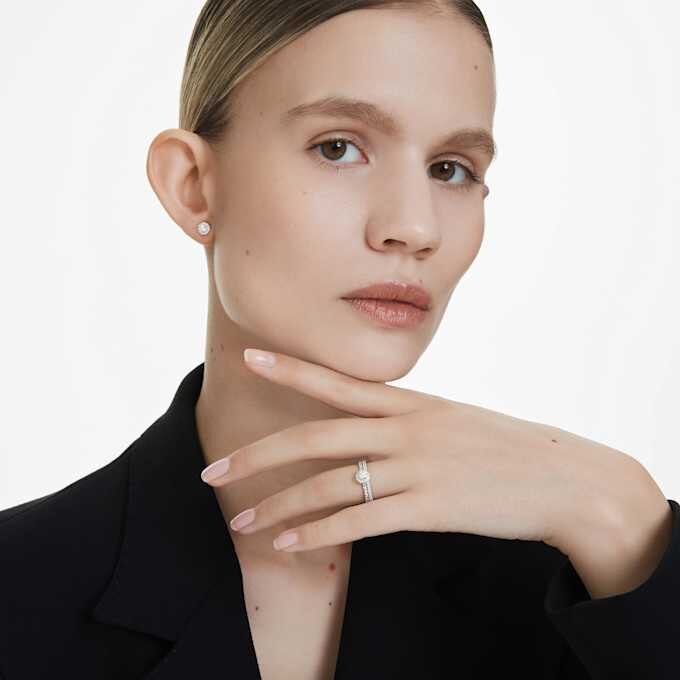 Eternity Halo-solitärring med laboratorieframställda diamanter, 0,45 karat totalt, rund form, sterlingsilver Eternity Halo-solitärring med laboratorieframställda diamanter, 0,45 karat totalt, rund form, sterlingsilver
