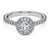 Eternity Halo-solitärring med laboratorieframställda diamanter, totalt 0,8 karat, rund form, 14K vitguld