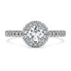Eternity Halo-solitärring med laboratorieframställda diamanter, totalt 0,8 karat, rund form, 14K vitguld