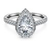 Eternity Halo-solitärring med laboratorieframställda diamanter, totalt 1,3 karat, päronform, 14K vitguld