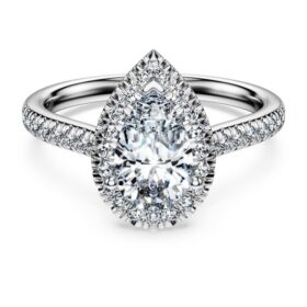 Eternity Halo-solitärring med laboratorieframställda diamanter, totalt 1,3 karat, päronform, 14K vitguld Eternity Halo-solitärring med laboratorieframställda diamanter, totalt 1,3 karat, päronform, 14K vitguld