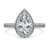 Eternity Halo-solitärring med laboratorieframställda diamanter, totalt 1,3 karat, päronform, 14K vitguld