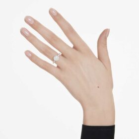 Eternity Halo-solitärring med laboratorieframställda diamanter, totalt 1,33 karat, rund form, 14K vitguld