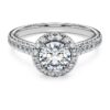 Eternity Halo-solitärring med laboratorieframställda diamanter, totalt 1,33 karat, rund form, 14K vitguld