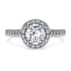 Eternity Halo-solitärring med laboratorieframställda diamanter, totalt 1,33 karat, rund form, 14K vitguld
