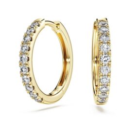 Eternity-örhängen i hoop-stil med laboratorieframställda diamanter, totalt 0,5 karat, rund form, 14K gult guld
