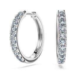 Eternity-örhängen i hoop-stil med laboratorieframställda diamanter, totalt 0,56 karat, rund form, sterlingsilver