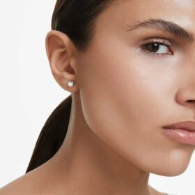 Eternity-örhängen med laboratorieframställda diamanter 0,5 karat totalt, enkel, rund form, 14K vitguld